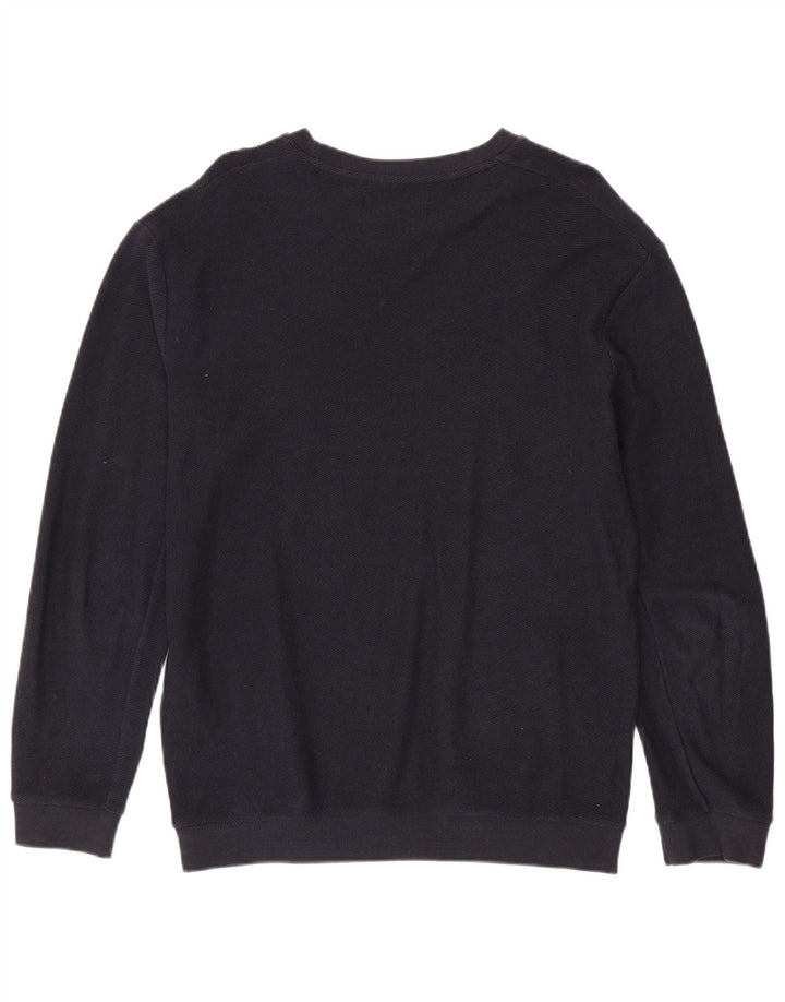 ZARA Herren-Pullover mit Rundhalsausschnitt, XL, marineblaue Baumwolle