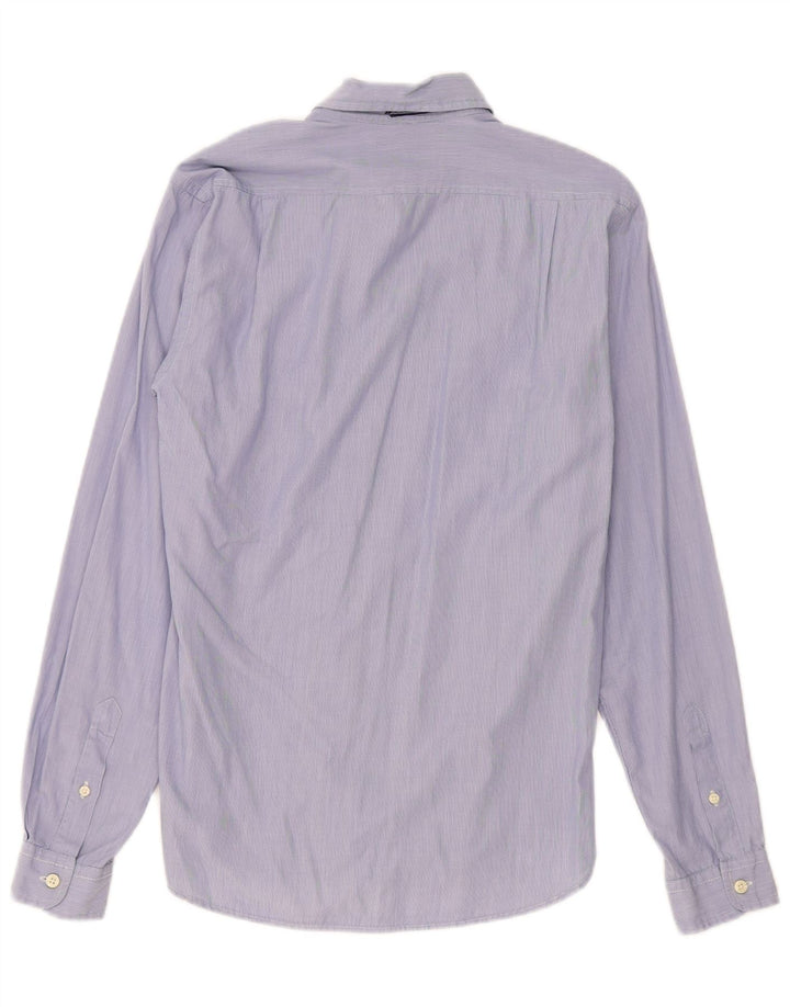 Woolrich Herrenhemd, kleine blaue Nadelstreifen-Baumwolle