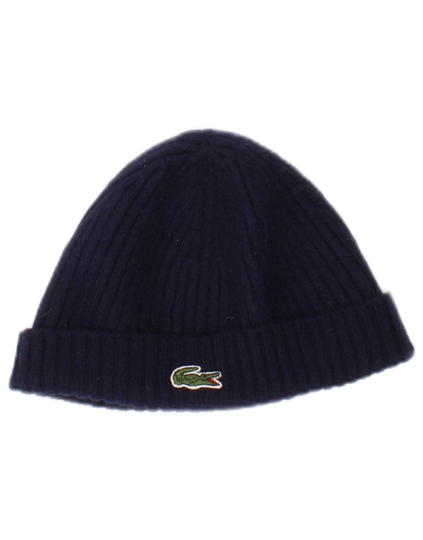 Lacoste Mens Beanie Hat One Size Navy Blue Wool