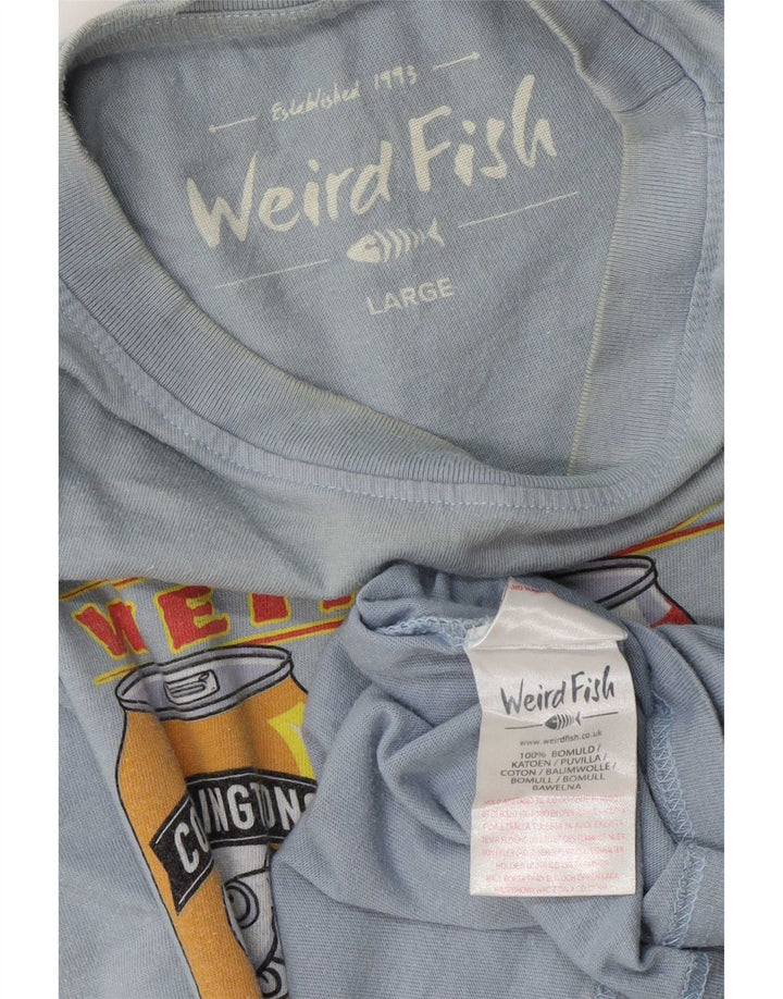 Weird Fish Herren-T-Shirt mit Grafik, Größe L, aus blauer Baumwolle