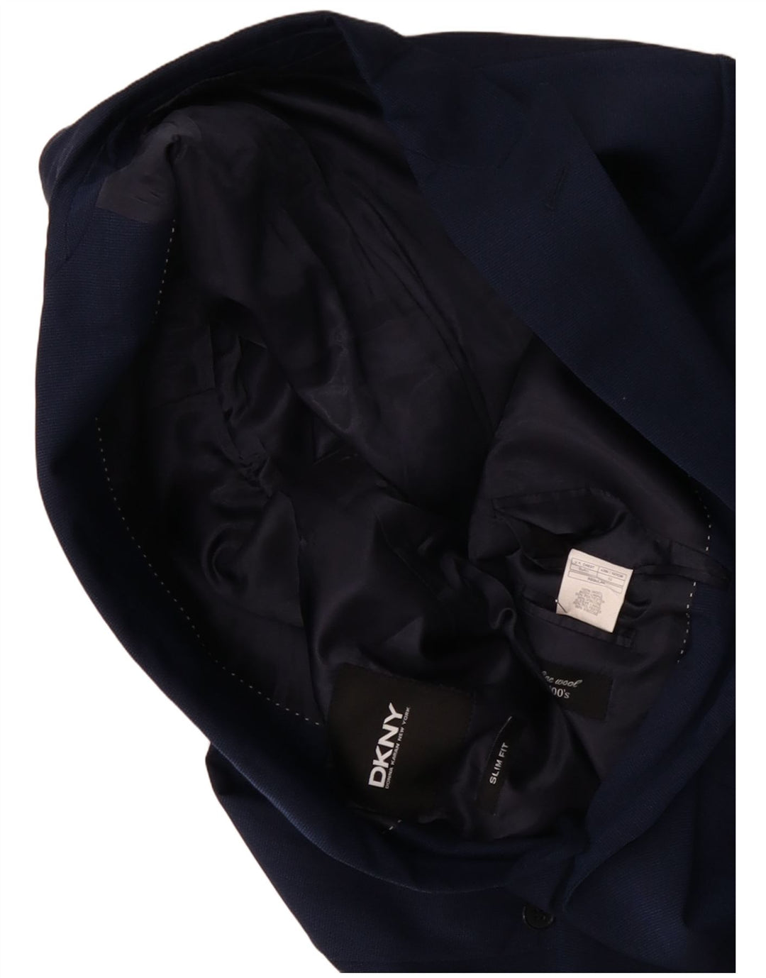 DKNY Herren Slim Fit 2-Knopf-Blazerjacke IT 52 XL Marineblaue Wolle