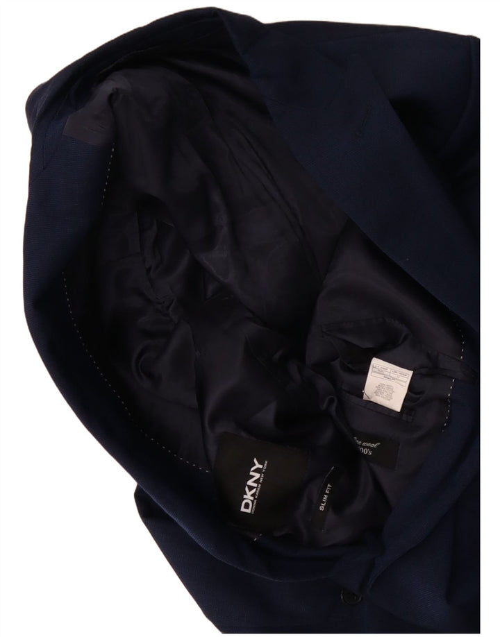 DKNY Herren Slim Fit 2-Knopf-Blazerjacke IT 52 XL Marineblaue Wolle