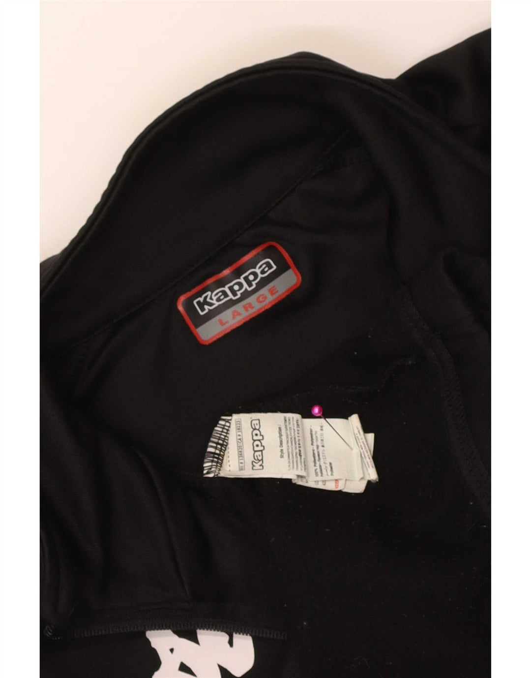 Kappa Herren-Sweatshirt mit Reißverschluss am Hals, groß, aus schwarzem Polyester
