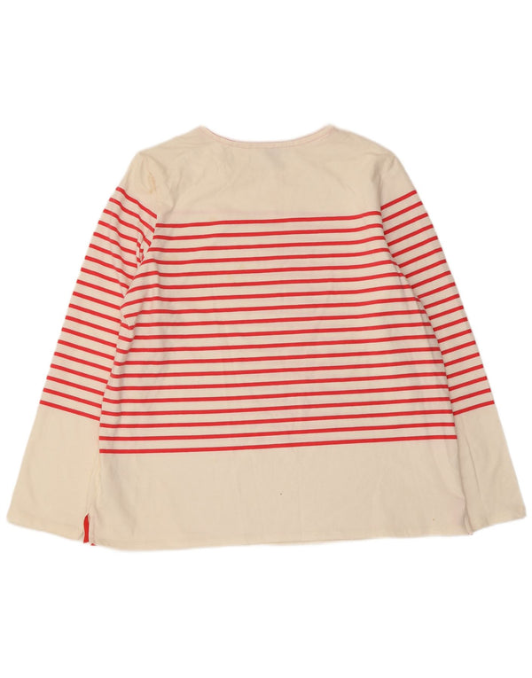 Joules Damen Top Langarm UK 18 XL Off White Gestreifte Baumwolle