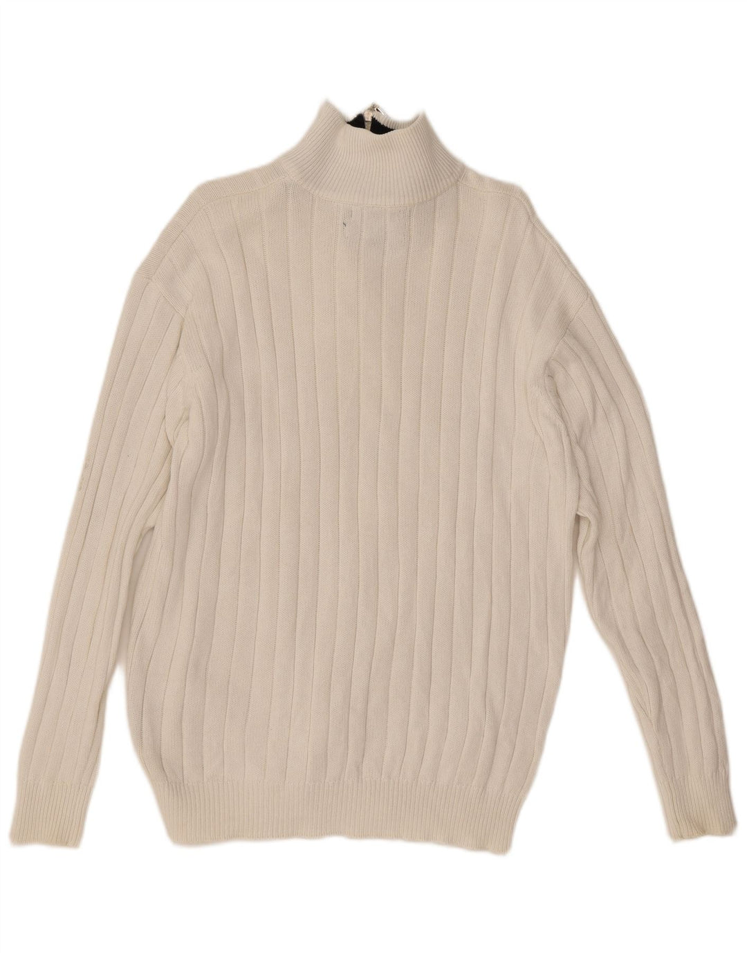 Tommy Hilfiger Herren-Pullover mit Reißverschluss am Hals, groß, aus weißer Baumwolle