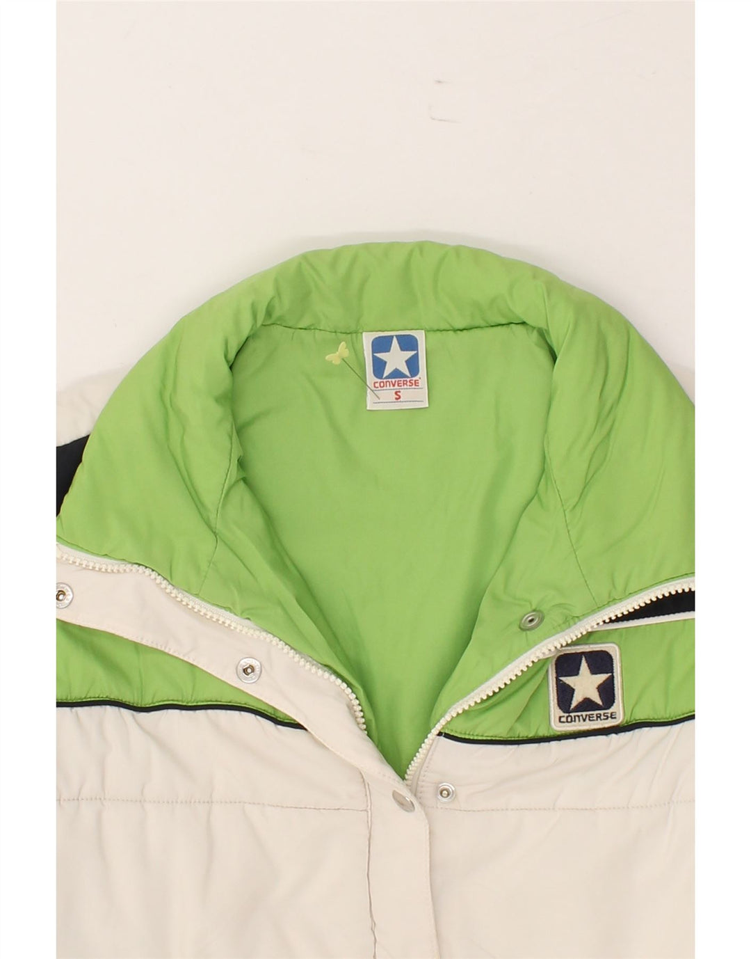 CONVERSE Womens Padded Jacket UK 10 Small White Colourblock Polyamide Vintage Converse and Second-Hand Converse from Messina Hembry 