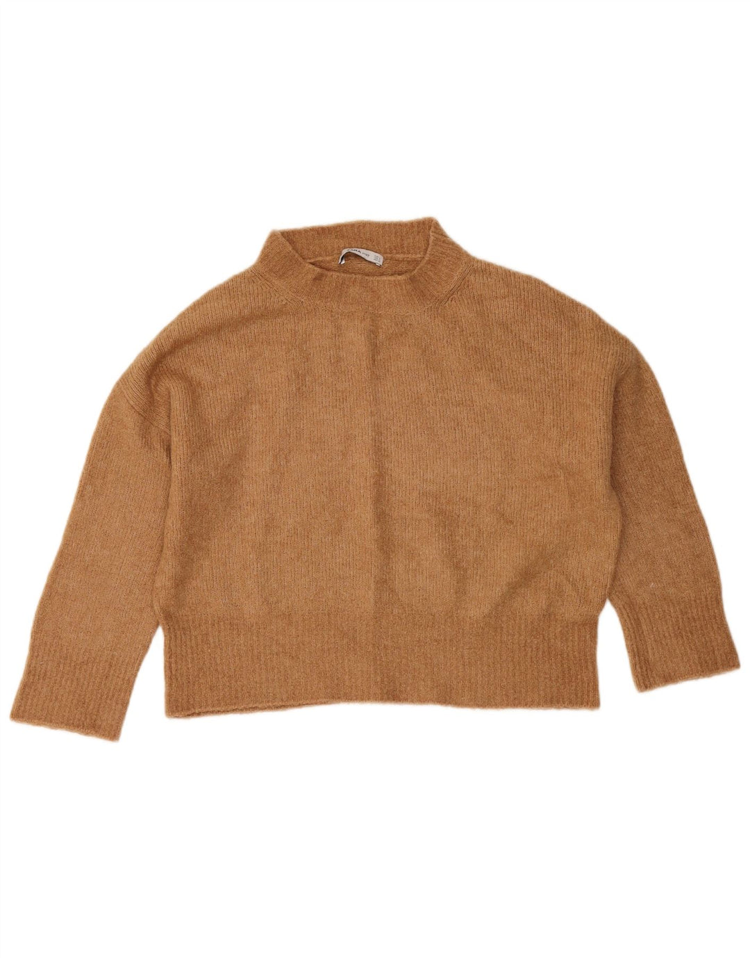 Zara Damen Crop Oversized Rollkragenpullover Pullover UK 10 Small Beige