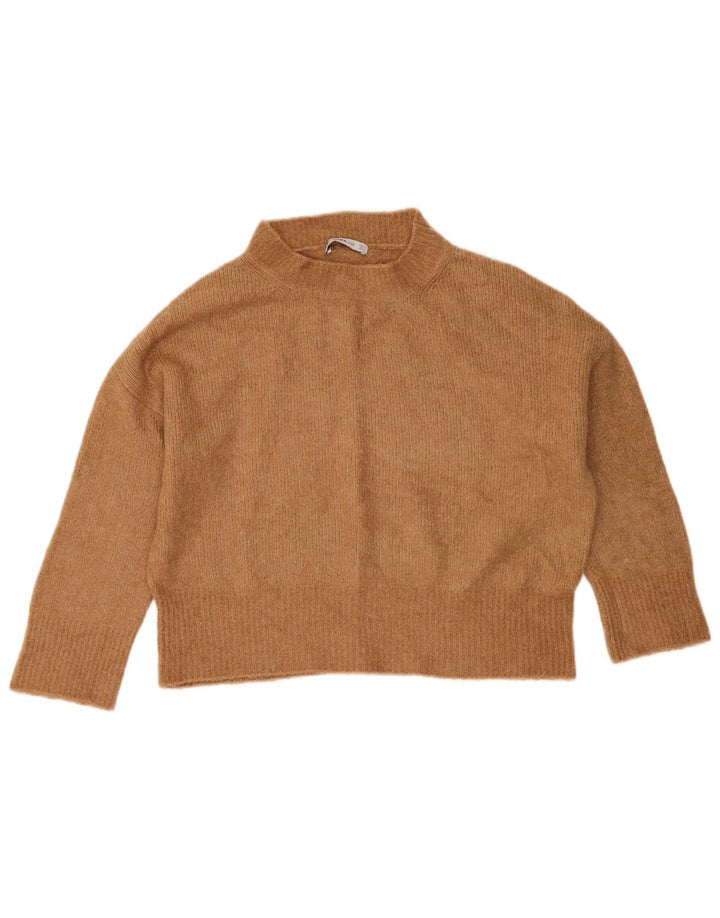 Zara Damen Crop Oversized Rollkragenpullover Pullover UK 10 Small Beige