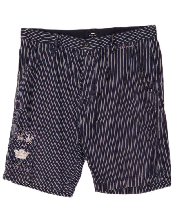 La Martina Herren-Chinoshorts W36, große marineblaue Nadelstreifen-Baumwolle