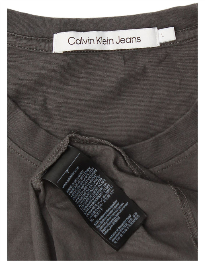 CALVIN KLEIN JEANS Herren-T-Shirt mit Grafik, Größe L, Grau, Baumwolle