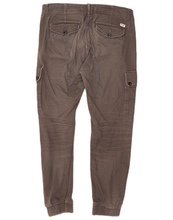 Jack & Jones Herren Tapered Joggers Cargohose W33 L27 Graue Baumwolle