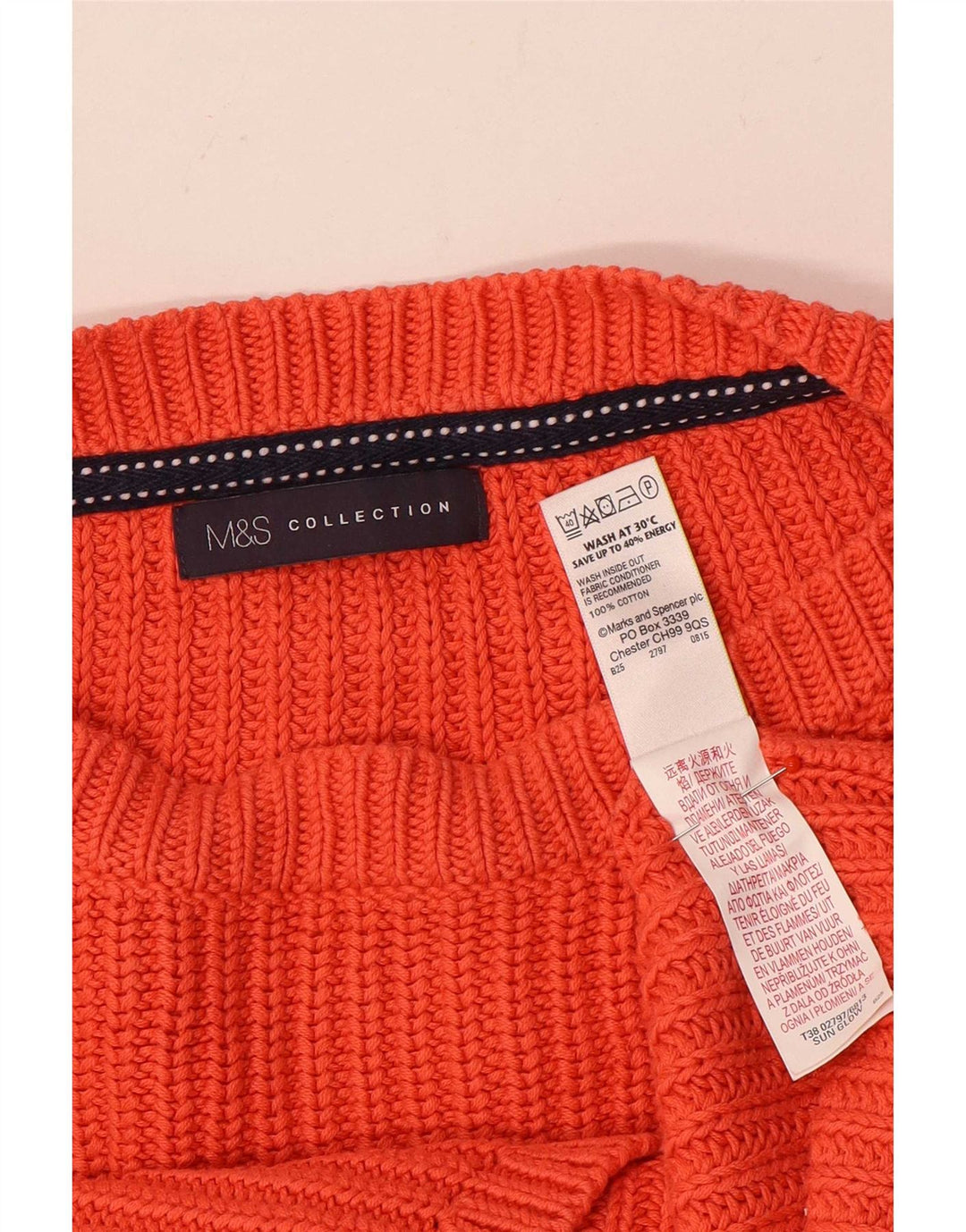 Marks & Spencer Damen-Pullover mit U-Boot-Ausschnitt, UK 12, mittelorange Baumwolle
