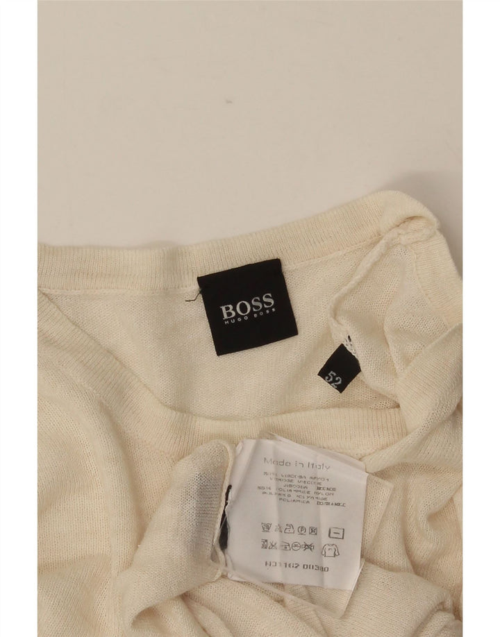 HUGO BOSS Herren T-Shirt Top IT 52 Large Beige Viskose