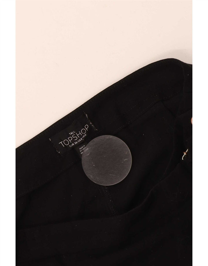 Topshop Damen Wickelrock UK 8 Small W28 Schwarz Polyester