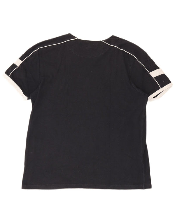 French Connection Mens T-Shirt Top Medium Black Colourblock Cotton