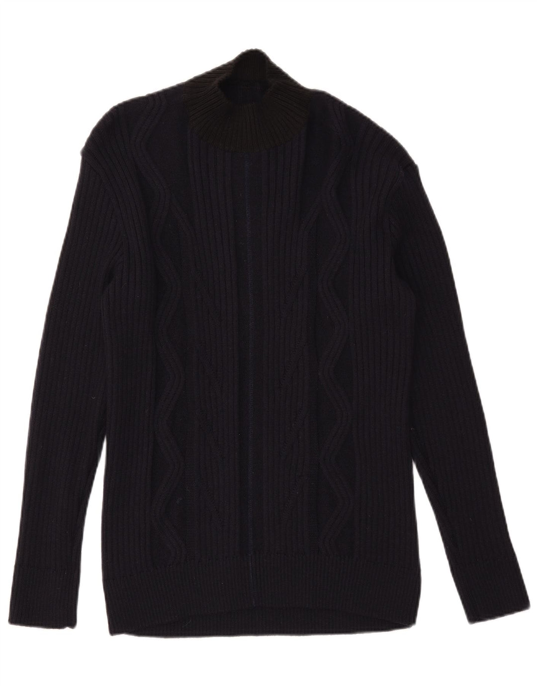 Vintage Herren-Pullover mit Rollkragen, groß, Marineblau, Farbblock