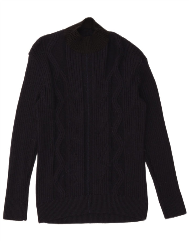 Vintage Herren-Pullover mit Rollkragen, groß, Marineblau, Farbblock