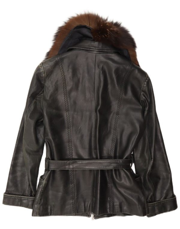 Vintage Damen Lederjacke UK 12 Medium Schwarz