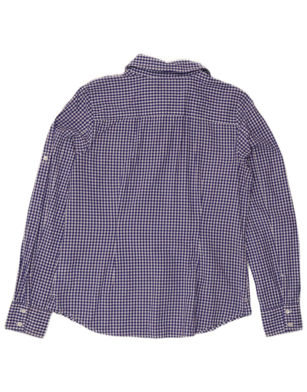 Tommy Hilfiger Damenhemd UK 12 Mittelblaue Gingham-Baumwolle
