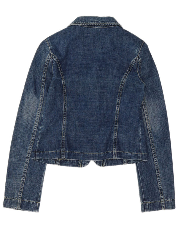 Benetton Mädchen-Jeansblazer mit 2 Knöpfen, 11–12 Jahre, XL, blaue Baumwolle