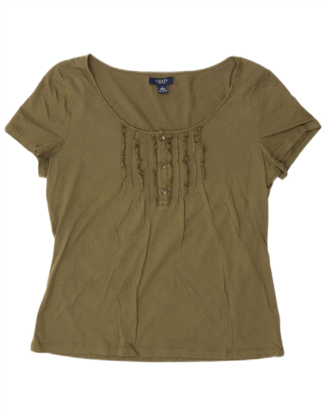 Chaps Damen T-Shirt Top UK 16 Large Khaki Baumwolle