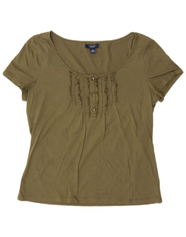 Chaps Damen T-Shirt Top UK 16 Large Khaki Baumwolle