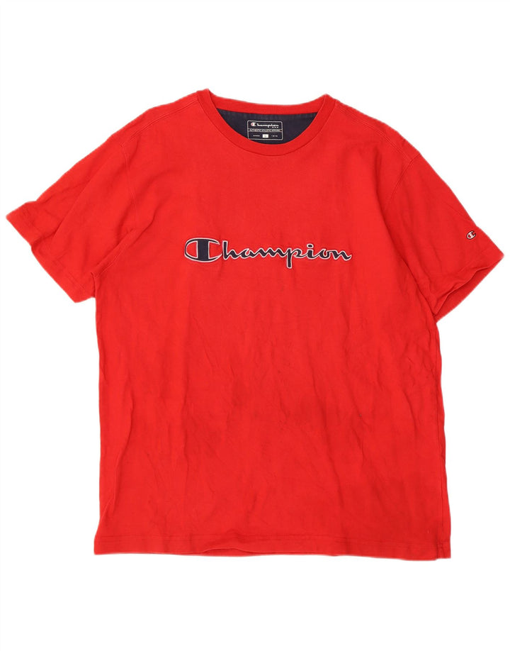 CHAMPION Herren-T-Shirt mit Grafik, Größe L, aus roter Baumwolle