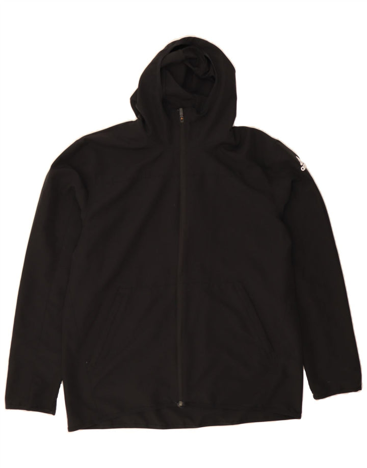 ADIDAS Mens Hooded Tracksuit Top Jacket Large Black Polyester Vintage Adidas and Second-Hand Adidas from Messina Hembry 