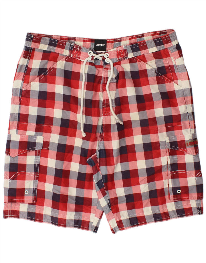 Levi's Herren-Badeshorts XL, rot kariert, Polyester