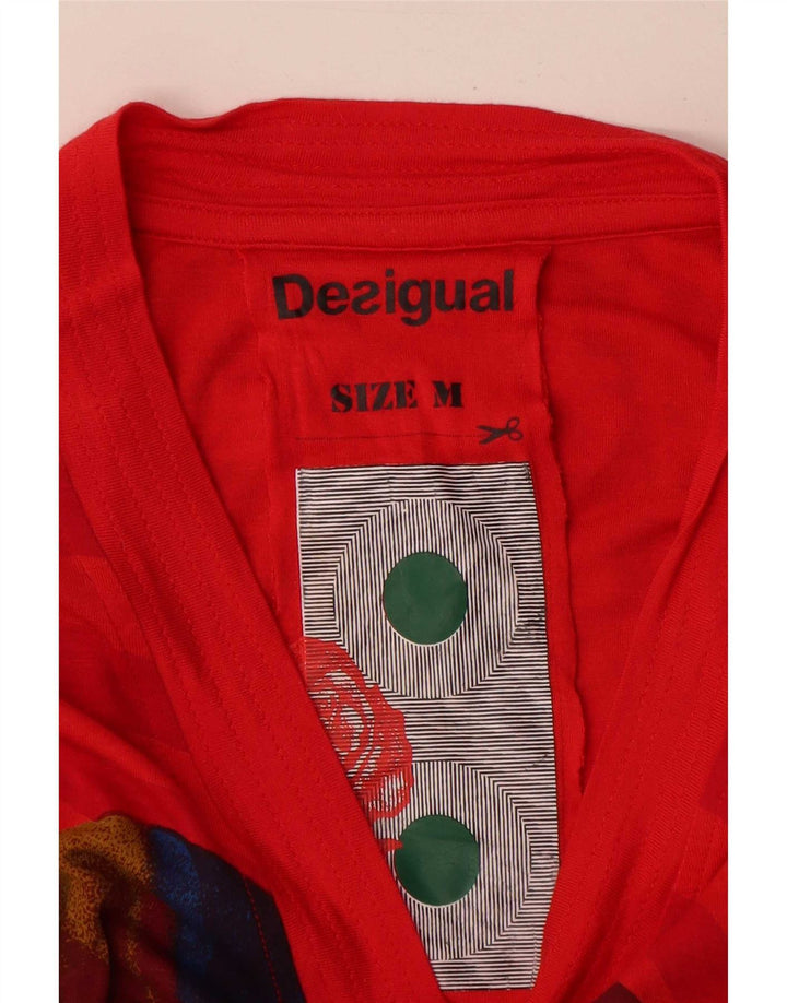 Desigual Damen Graphic Top Langarm UK 12 Mittelrote Viskose