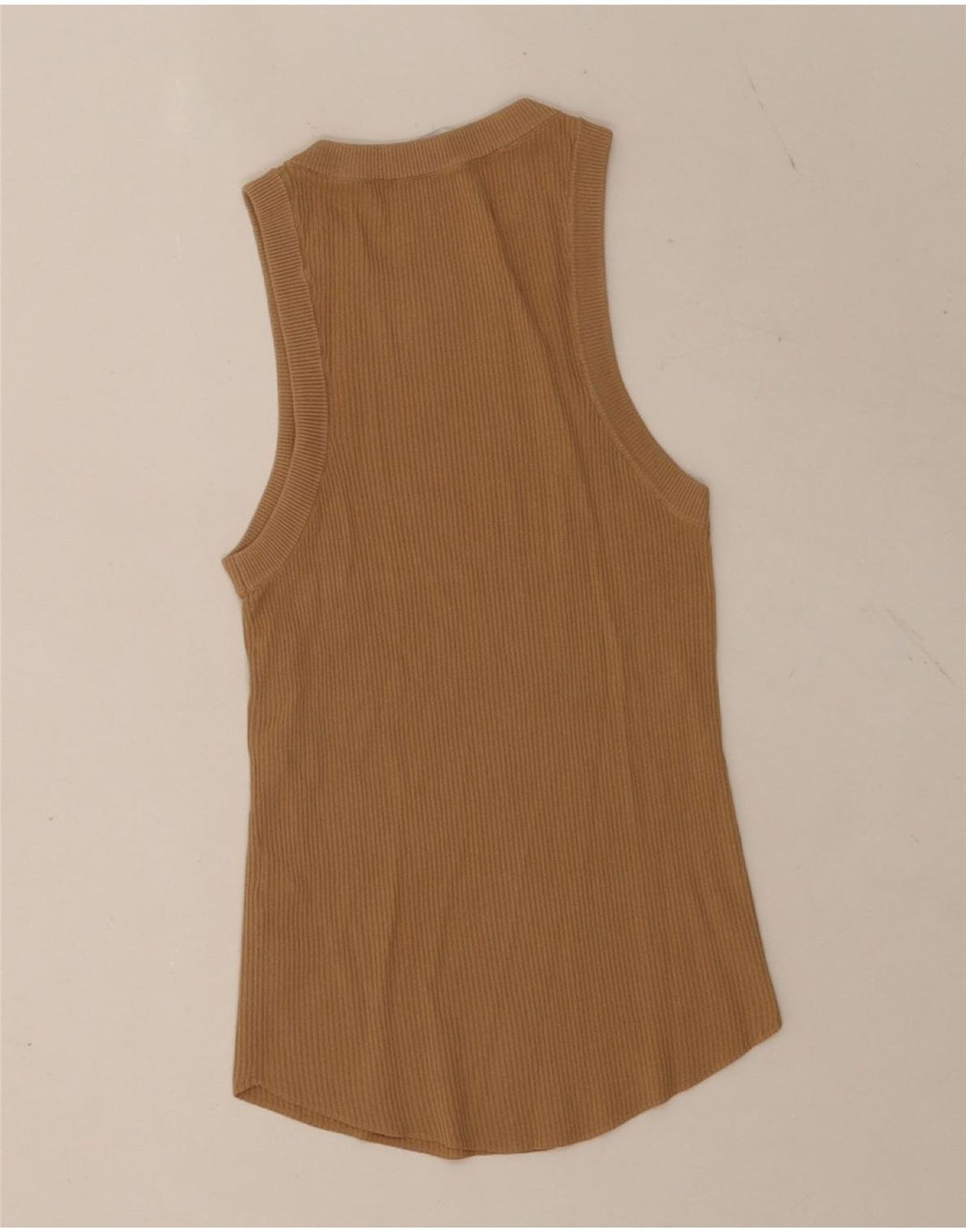 Zara Damen Weste Top UK 12 Mittelbraunes Polyester
