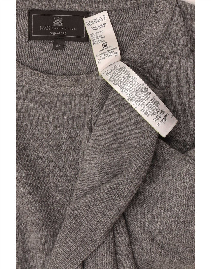 Marks & Spencer Herren-Pullover mit Rundhalsausschnitt, Mittelgrau meliert
