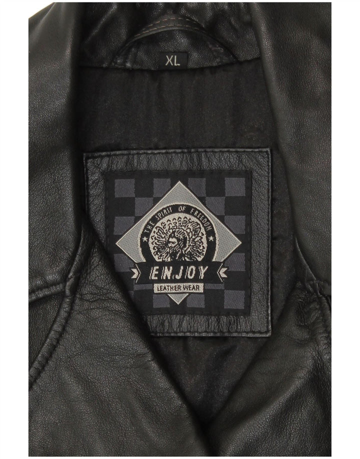 ENJOY Damen Lederjacke UK 18 XL Schwarz