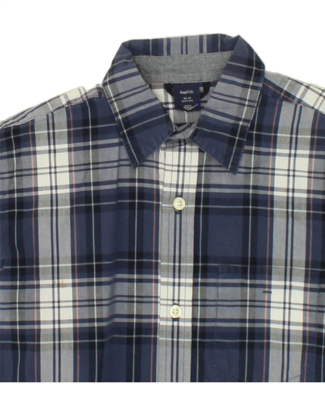 GAP Boys Short Sleeve Shirt 10-11 Years Navy Blue Check Cotton Vintage Gap and Second-Hand Gap from Messina Hembry 
