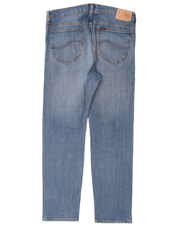 Lee Damen Rider Straight Jeans W32 L28 Blaue Baumwolle