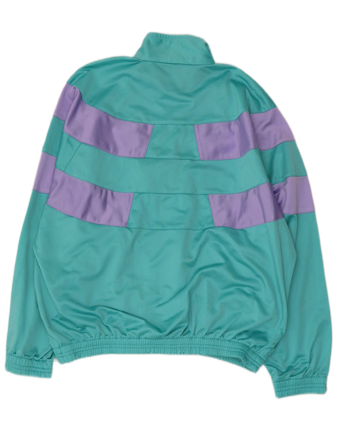 VINTAGE Damen-Trainingsanzug-Top-Jacke UK 18 XL Türkis-Farbblock