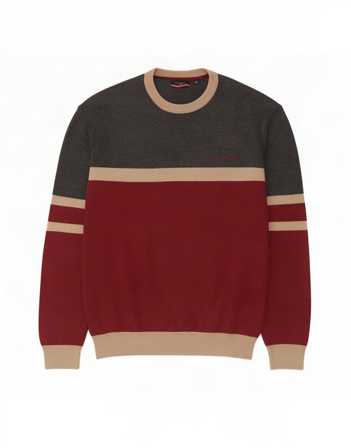 Pierre Cardin Herren-Pullover mit Rundhalsausschnitt, mittelgroß, mehrfarbig