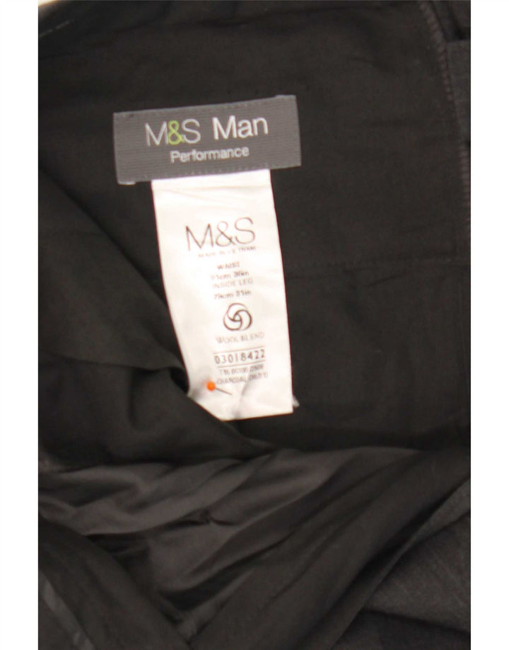 Gerade Herren-Anzughose von Marks & Spencer, W36, L31, grau, Polyester