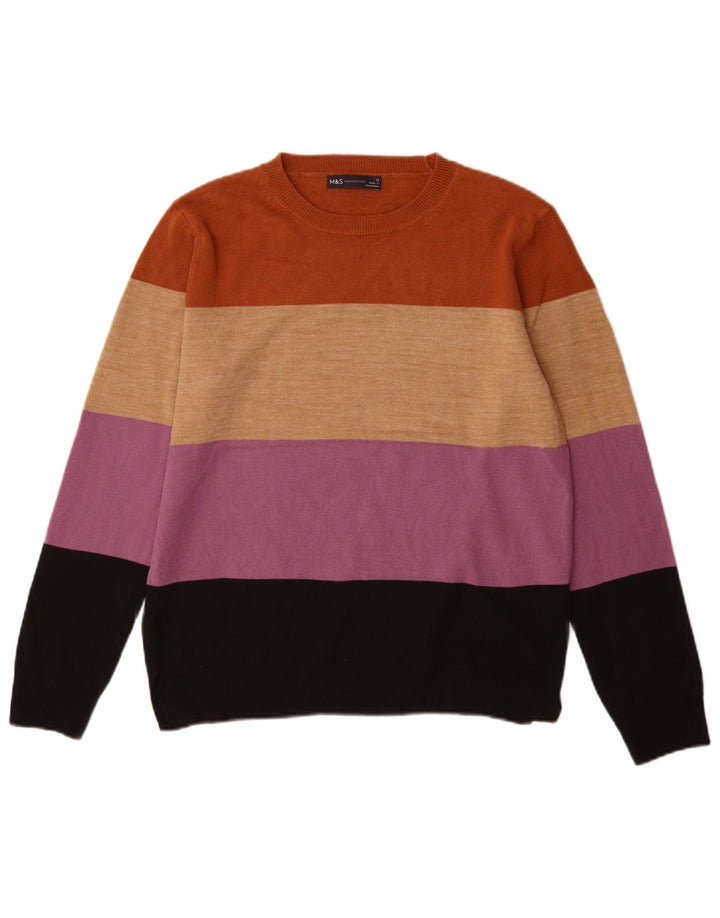 Marks & Spencer Damen-Pullover mit Rundhalsausschnitt, Gr. 12, mittelmehrfarbig