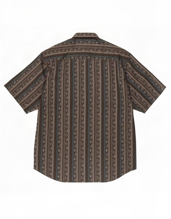 Vintage Herren Kurzarmhemd Mittelschwarz gestreift aus Polyester