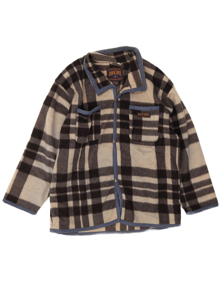 Rip Curl Herren Fleecejacke UK 40 Large Beige Check Polyester