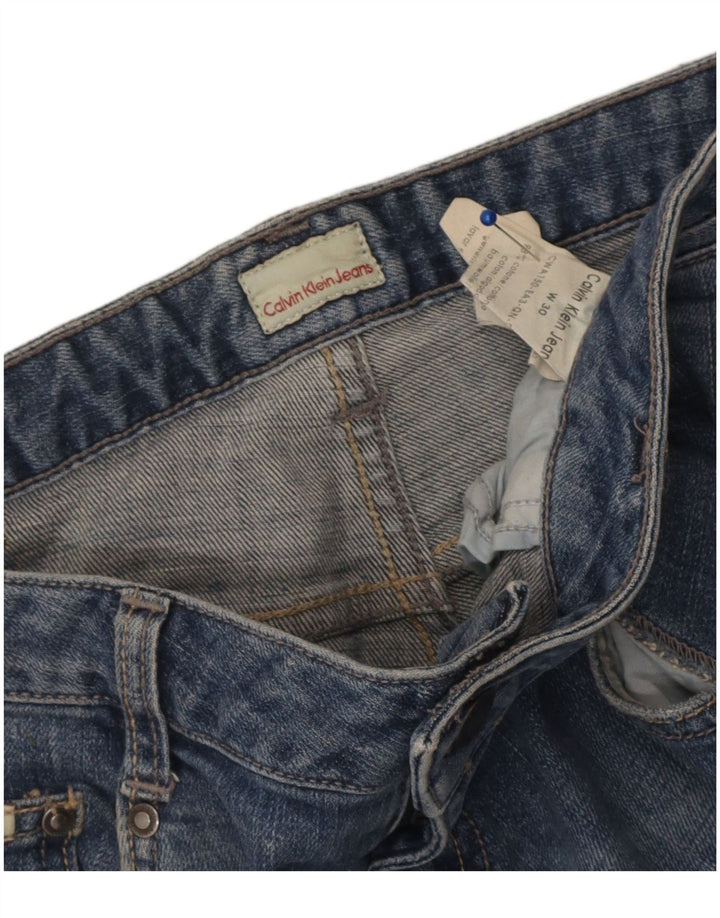 Calvin Klein Damen Distressed Slim Jeans W30 L33 Blaue Baumwolle