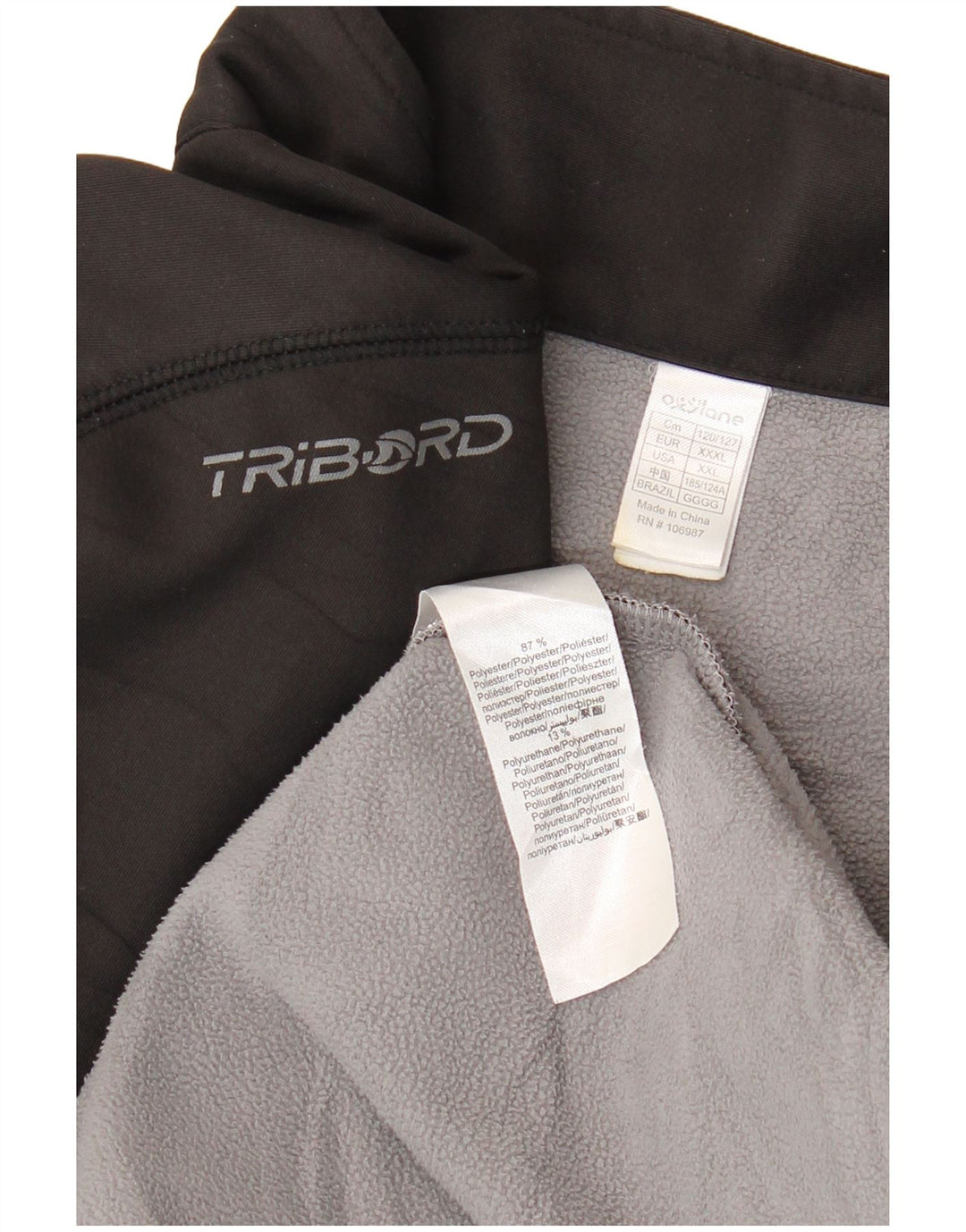 TRIBORD Herren-Sweatshirt mit Reißverschluss am Hals, 3XL, schwarzes Polyester