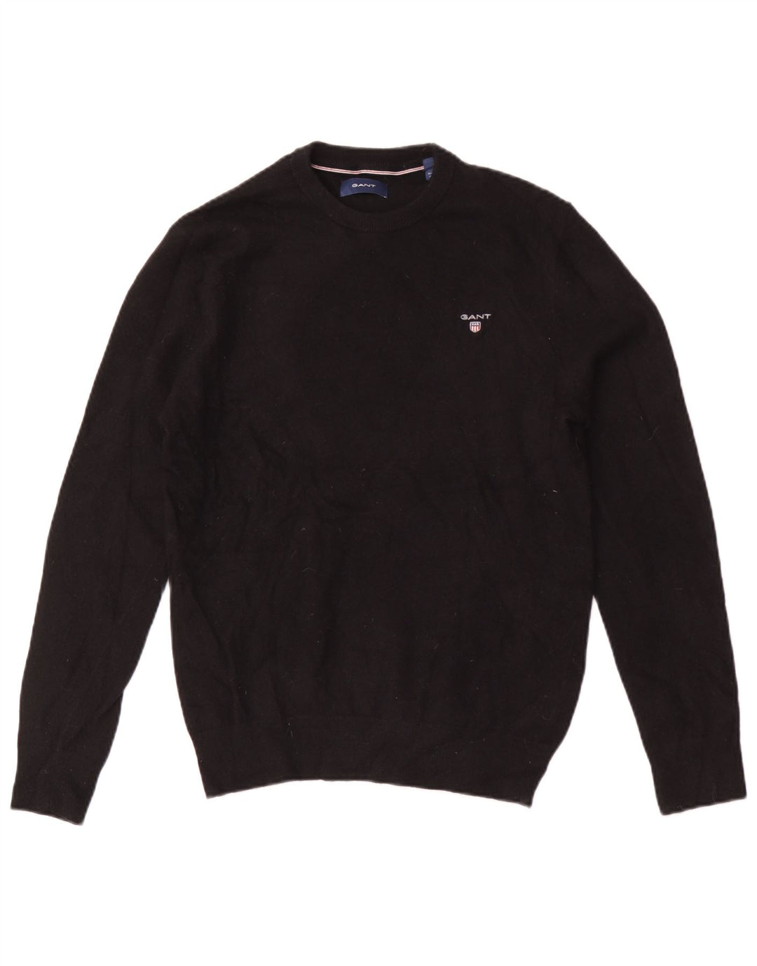 Gant Herren-Pullover mit Rundhalsausschnitt, mittelschwarze Wolle