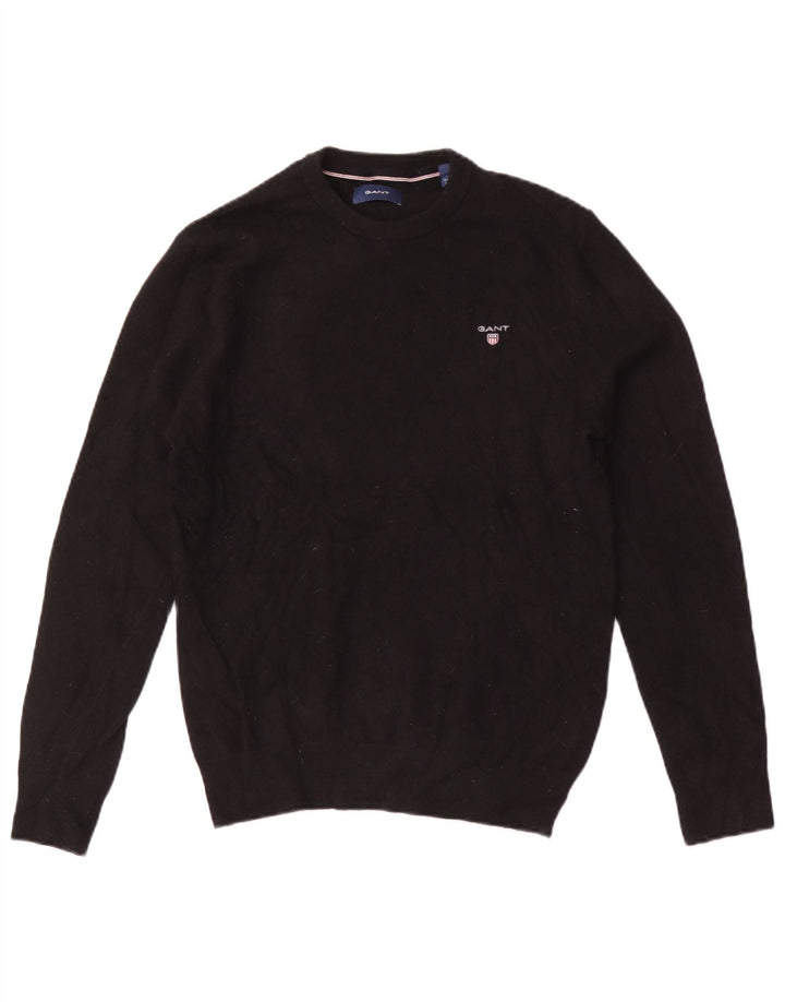 Gant Herren-Pullover mit Rundhalsausschnitt, mittelschwarze Wolle