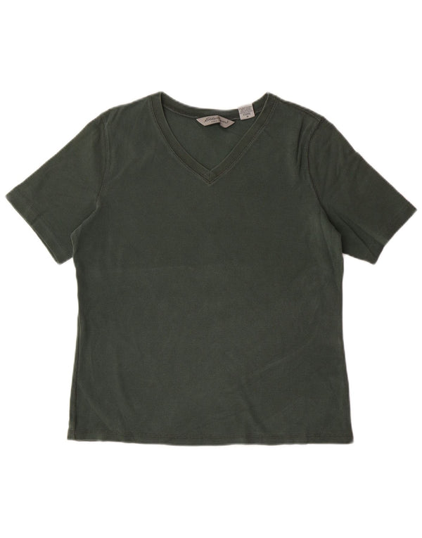 EDDIE BAUER Damen T-Shirt Top UK 14 Mittelgrüne Baumwolle