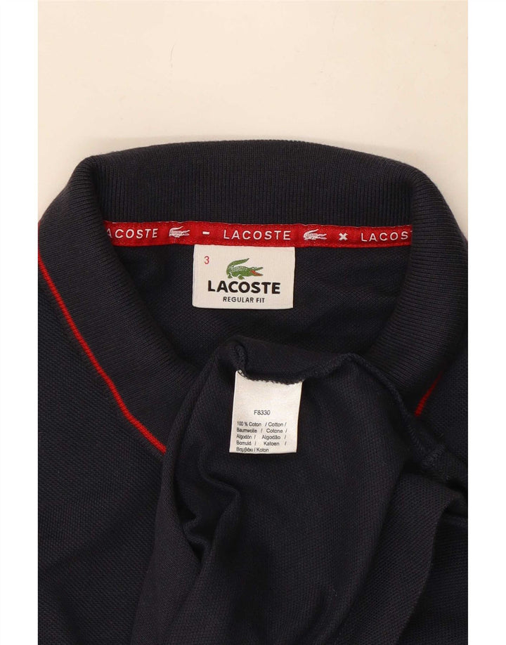 Lacoste Herren-Poloshirt mit normaler Passform, Größe 3, klein, marineblaue Baumwolle