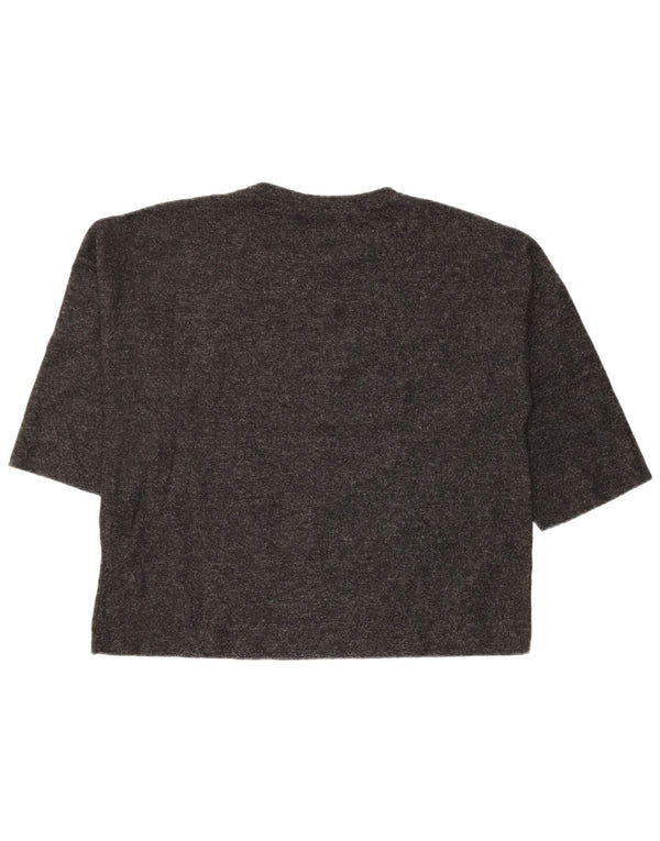 Zara Damen Loose Fit T-Shirt Top UK 14 Mittelgrau geflecktes Polyester