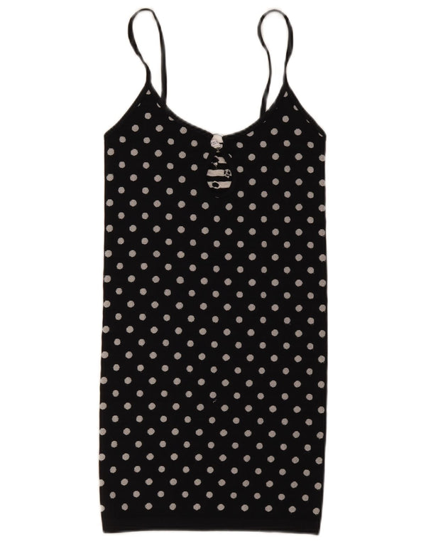 Zara Damen Cami Top UK 12 Medium Schwarz gepunktet