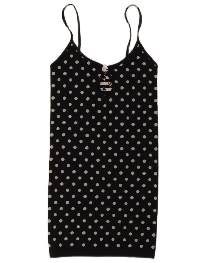 Zara Damen Cami Top UK 12 Medium Schwarz gepunktet